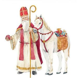 33318965 Servetten - Sinterklaas met paard verpakt per 5 stuks