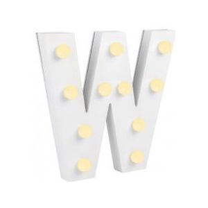Paper Dreams - Light Letter - W - Wit - MDF - inclusief batterij - 16,5cm hoog