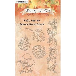 Sl-bf-stamp62 Studio Light - Stempel A6 Beauty of fall - paddestoel, herfstbladeren en herfstborder