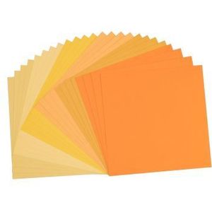 Florence - Cardstock papier linnenstructuur - Geel/Oranje - 6 kleuren - 216grams - 30,5x30,5cm - 24 vellen
