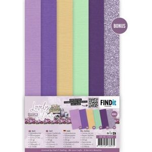 BB-4K-10005 Linen Cardstock Pack - Berrie's Beauties - Lovely Lilacs - 5 kleuren + 1 - 21vel - 135x270mm