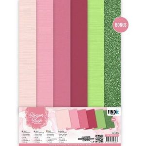 PM-A4-10033 Linen Cardstock Pack - Precious Marieke - Blossom Blush - 5 kleuren + 1 - 21vel - A4