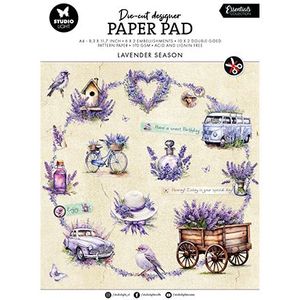 Sl-es-dcpp167 Studio Light - Essentials Collection - Die-cut Paper Pad - Lavender Season - A4 - 170grams - Designpapier + voorgestanste plaatjes