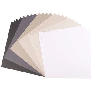 Florence - Cardstock papier linnenstructuur - Zwart/Grijs/Wit - 6 kleuren - 216grams - 30,5x30,5cm - 24 vellen