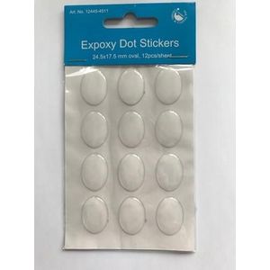 Epoxy dot stickers ovaal - 25x18mm - Kaartje 12stuks