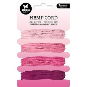 Sl-es-rib07 - Studiolight - Essentials Collection - Hemp cord - Shades of Pink - 4 kleuren - 4x5meter