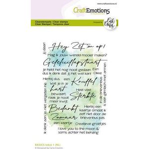 Craft Emotions - Clearstamp A6 - Basics tekst 1 - Nederlands - 21 stempels