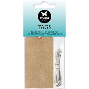 Sl-co-tag03 Studio Light - Essentials Collection - Tags + wit koord - Medium - Kraft - 40x80mm - 10st