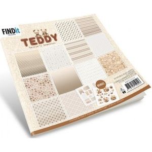 Bbpp10020 Paperpack van Berrie's Beauties - Teddy - 18 vel dubbelzijdig achtergrondpapier van 170gr - 203x203mm
