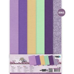 BB-A4-10005 Linen Cardstock Pack - Berrie's Beauties - Lovely Lilacs - 5 kleuren + 1 - 21vel - A4