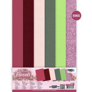 AD-A4-10029 Linen Cardstock Pack - Amy Design - Pink Florals - 5 kleuren + 1 - 21vel - A4