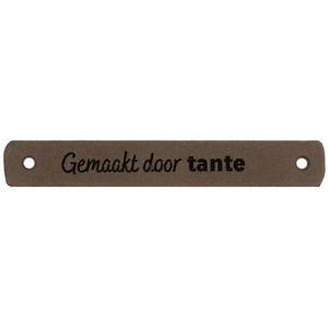 Durable - Leren Labels 7x1cm - Gemaakt door tante - Taupe 2st