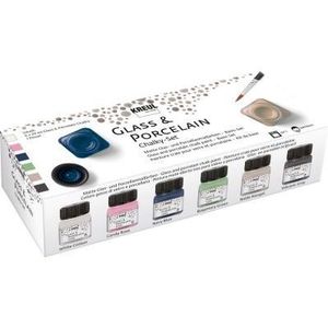 16602 Glas- en porseleinverf kleuren assorti chalky - Doos 6x20ml