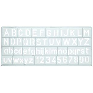 Sjabloon cijfers en letters 10mm hoog - 149x65mm transparant