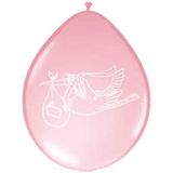 Folat - Ballonnen 30cm 8st - Baby ooievaar roze