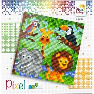 Pixelhobby - Pixelset Dierenrijk - Wat zit er in de set? 4 vierkante basisplaatjes, 4 zwaluwstaartjes, 20pixelmatje en patroon