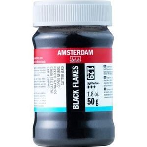 Talens Amsterdam - 129 Glitter Flakes - Zwart - Potje 50gram
