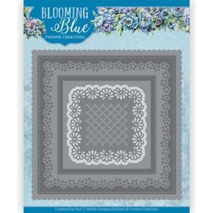 Ycd10347 Snijmal - Yvonne Creations - Blooming Blue - Blooming Square - 8 malletjes - 125x125mm