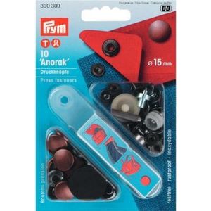 Prym 390309 - Naaivrije drukknopen - Messing - Oudkoper - 15mm - Inclusief gereedschap - 10st