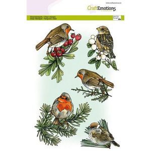 Craft Emotions - Clearstamp A5 - Vogels in de winter - 5 stempels