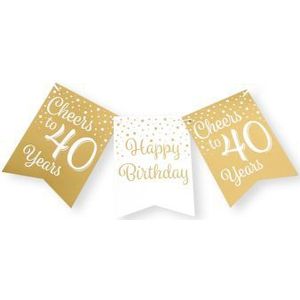 Party Flag Banner Gold/White - 40 Jaar