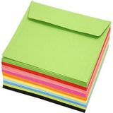 Card Making - Gekleurde enveloppen - 16x16cm - Assorti 10 kleuren - 80grams - 100st