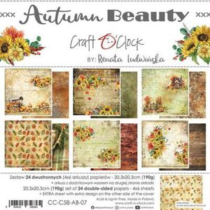 CC-C58-AB-07 Craft O'Clock - Paperpack - Autumn Beauty - 20,3x20,3cm - 190g - dubbelzijdig - 4x6 designs - 24 + 1 vellen