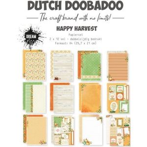 473005066 Dutch Doobadoo - Papierset - Happy Harvest - Designpapier - Herfst - A4 - Dubbelzijdig - 2x12vel