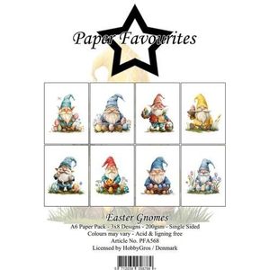 PFA568 Paper Favourites - Paperpack - Easter Gnomes - A6 - 200gsm - enkelzijdig - 3x8 designs - 24vel - Pasen
