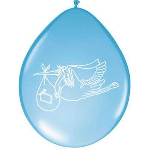 Folat - Ballonnen 30cm 8st - Baby ooievaar blauw