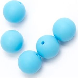 Siliconen kralen - 15mm - 5stuks - Kleur 298 turquoise