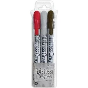 Tdbk82484 Ranger Distress Crayons - Set nr15 - 3 kleuren - Lumberjack Plaid, Lost Shadow, Scorched Timber - Aquarelkrijtstiften