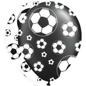 Folat - Ballonnen voetbal - Zwart/wit - 8st - 30cm