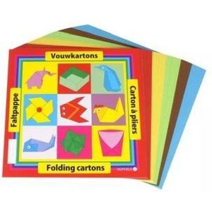 Vouwkarton vierkant 20x20cm - 40vel - Rood, geel, groen, bruin, blauw