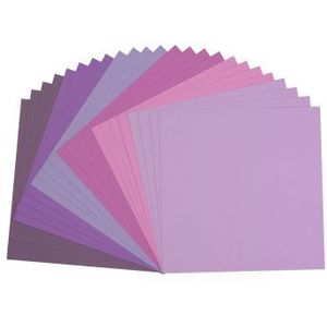 Florence - Cardstock papier linnenstructuur - Paars/Roze - 6 kleuren - 216grams - 30,5x30,5cm - 24 vellen
