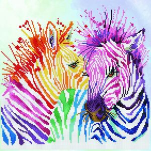 Dd8.005 Diamond Dotz - Rainbow Zebras - 40x40cm