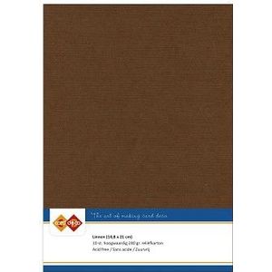 Kaartenkarton - Linnen structuur - Kleur 33 - Chocolade bruin - A5 - 250 grams - Verpakking 10 vel