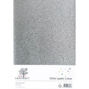 EC2022-1042 Eazycraft - Glitterpapier - Zilver - 200grams - A4 - 5 vellen