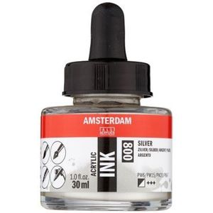 Amsterdam acrylic ink - Pipet potje 30ml - Kleur 800 Zilver