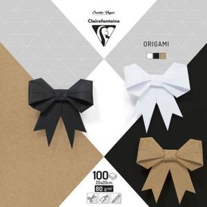 Clairefontaine - 95006 Origami papier - Neutraal assortiment - 3 kleuren - 80grams - 20x20cm - 100vel