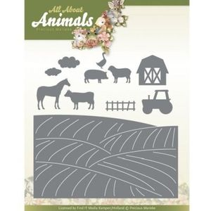 Pm10265 Snijmal - Precious Marieke - All About Animals - Farm Landscape - 7 mallen - 12,5cm