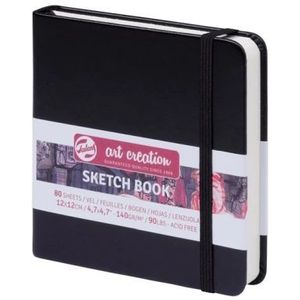 Talens Art Creation - Schetsboek - 12x12cm - Zwart - 80 vellen 140grams papier