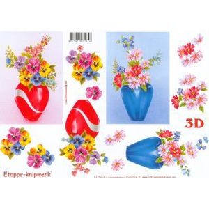 4169226 Rode en blauwe vaas met bloemen