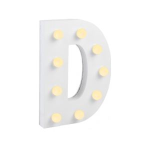 Paper Dreams - Light Letter - D - Wit - MDF - inclusief batterij - 16,5cm hoog