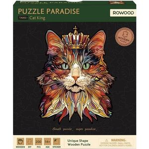 Ta002 Robotime 2d legpuzzel - Cat King met 200 stukjes en een afmeting van 26x31cm