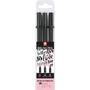 Sakura - Pigma Brush Pen - Brush Lettering Set - Zwart - Fijn, medium, dik - 3st