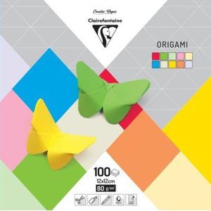 Clairefontaine - 95008 Origami papier - Gemengd assortiment - 10 kleuren - 80grams - 12x12cm - 100vel