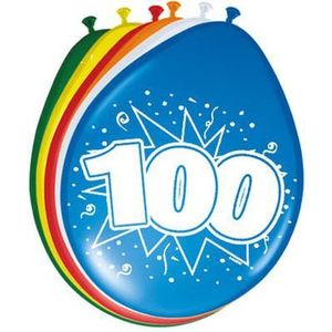Folat - Leeftijd ballonnen 30cm 100 jaar 8st