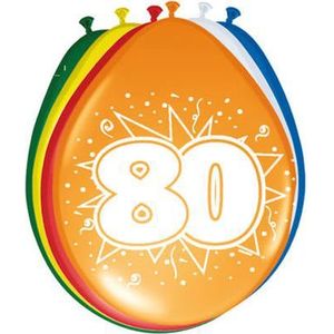 Folat - Leeftijd ballonnen 30cm 80 jaar 8st