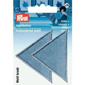 Prym - 925471 Strijkapplicatie - Driehoeken groot - Jeans lichtblauw - 40x60mm - 2st